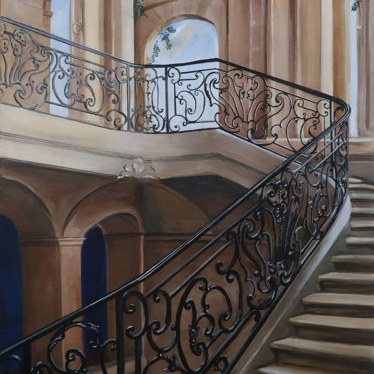 Customization Custom Wrought Iron Stair Handrail Indoor Outdoor Metal Balustrades Design for Villa Hotel Staircase Railing
