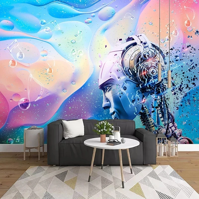 Custom 3D Wallpaper Creative Electric Fashion Music Photo Mural Bar KTV Technology robots Living room TV background wall bedroom