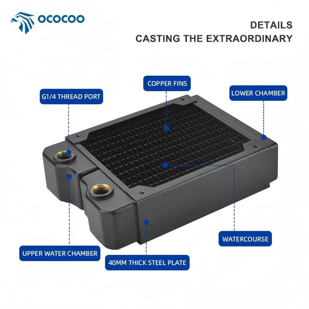 OCOCOO Industrial Laser Equipment  Copper Water Cooling Radiator 40mm Thick  High Efficiency Heat Dissipation  OC-CRD12