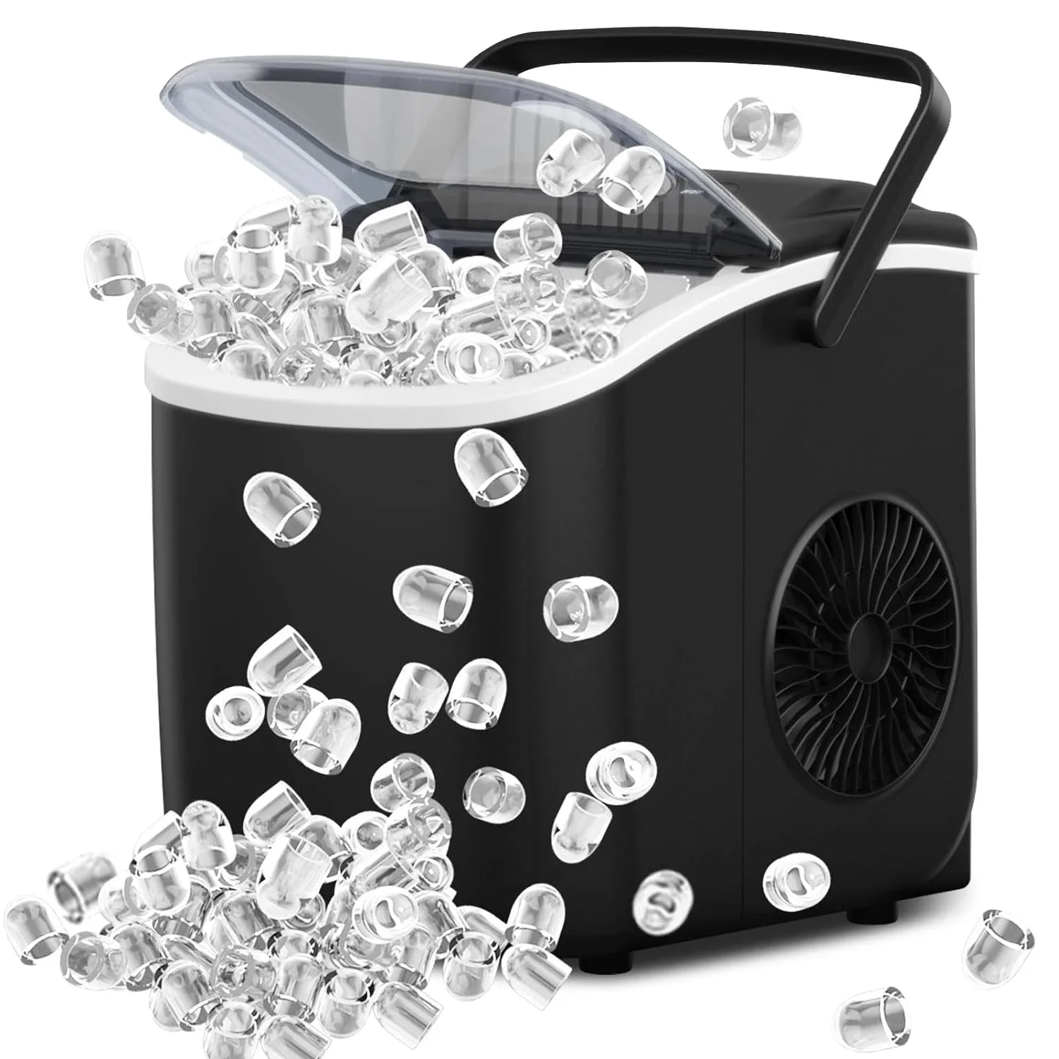 Countertop Ice Maker with Convenient Handle, Fast 9 Ice Cubes in Just 6 Minutes, 26Lbs in 24 Hours, Self-Cleaning Ice Machine wi