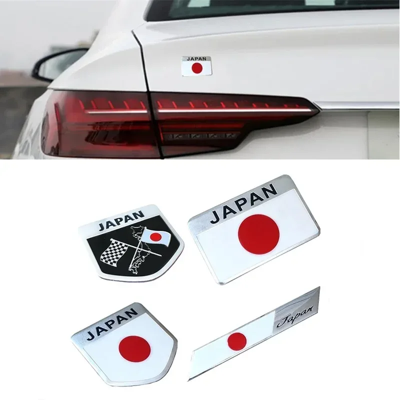 3D Aluminum Car Japan Japanese National Flag Map Emblem Sticker For Toyota Honda Auto Fender Side Rear Trunk Decal Badge Styling