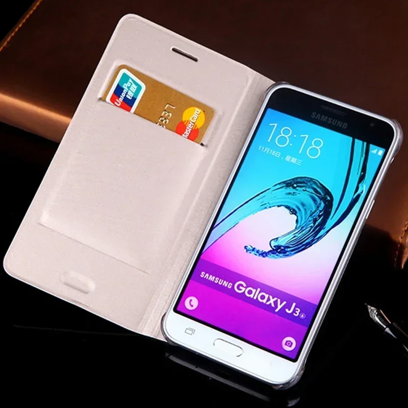 PU Leather Wallet Case For Samsung Galaxy J3 2016 J320 J320F J320H Funda Capa Flip Cover With Card Holder Shcokproof Pocket Bag