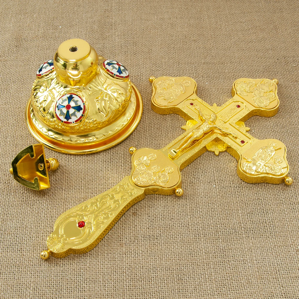 HTISOK الروسية الأرثوذكسية الصليب يسوع الصليب مطلية بالذهب سبائك الزنك الكنيسة الدائمة الصليب الكنيسة الديكور الطقوس الدينية