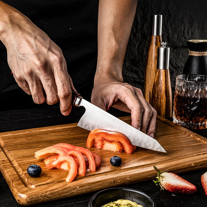 Grandsharp 14cm Japanese Garasuki Knife Hand-Forging 2 Layers of 430 Stainless Steel Sushi Filleting Kitchen Knife Resin Handle