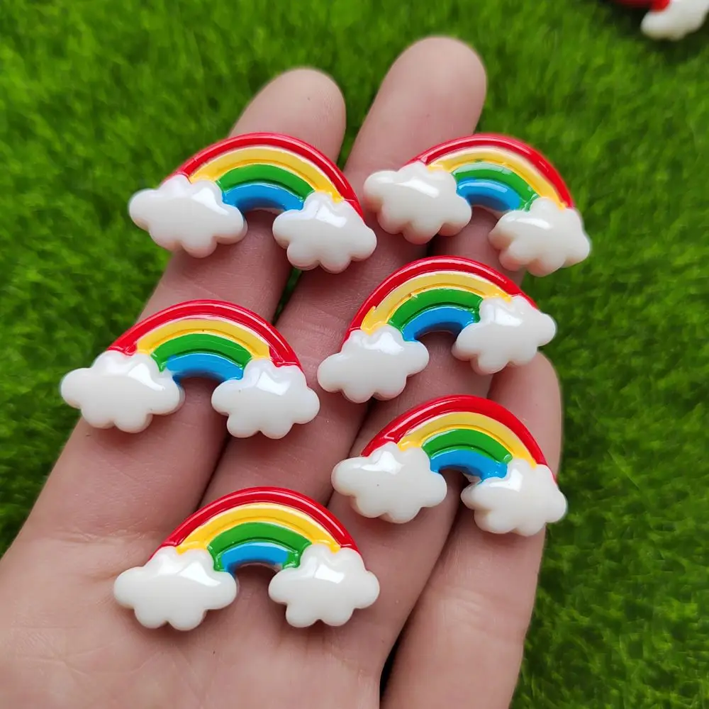 50pcs Cartoon Cute Clouds Rainbow Resin Charm Cabochon Flatback for Diy Scrapbook Crafts Decor Jewelry Accessories 30x6mm