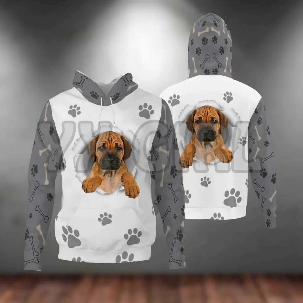 Shar Pei-paw Dog Hoodie Cetak 3D Pullover Uniseks Hoodie Anjing Lucu Olahraga Jalanan Kasual