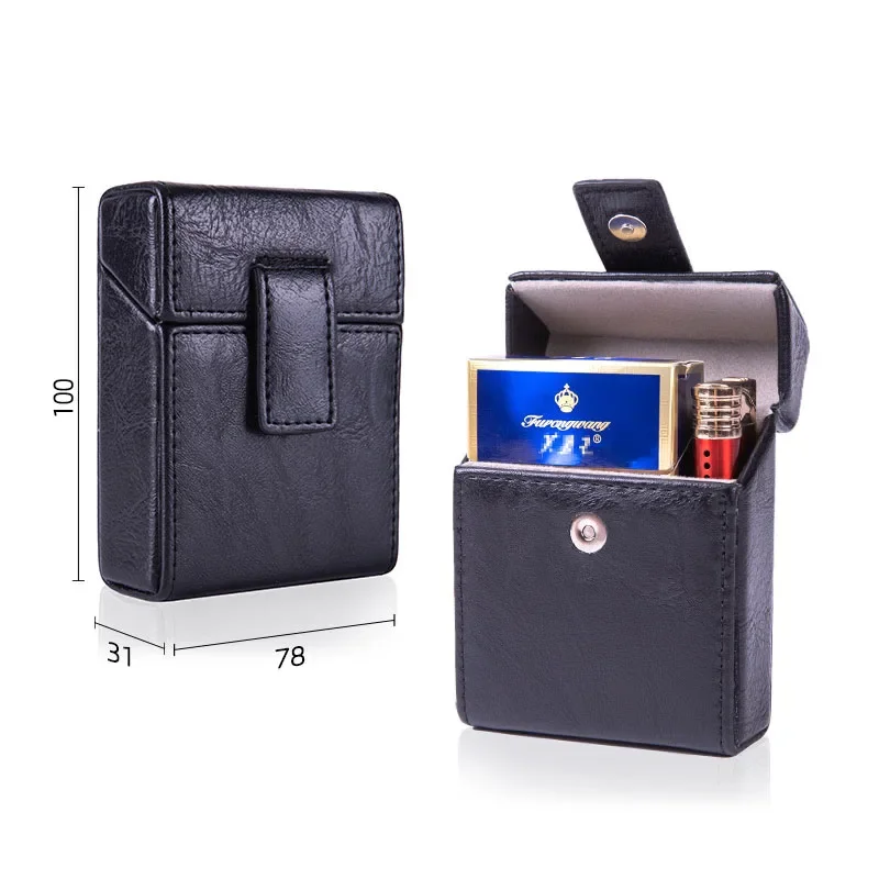

Pocket PU Leather Cigarette case Lighter Bag Flip Cover For 8mm Cigarette Box Simple Personalized Men Smoke Tools Accessories
