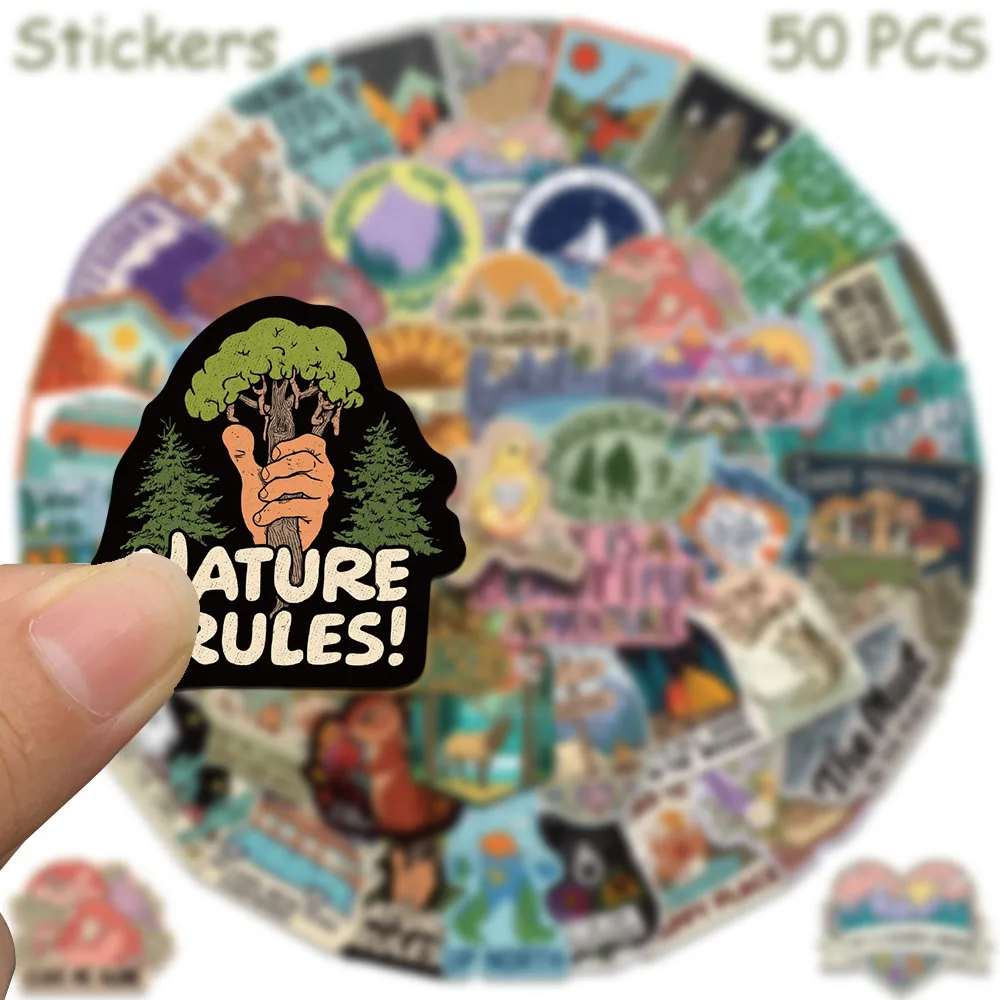 50pcs Cartoon Graffiti Natural Rules Stickers Decals For Laptop Scrapbook Refrigerator Skateboard Guitar DIY Aesthetic Stickers