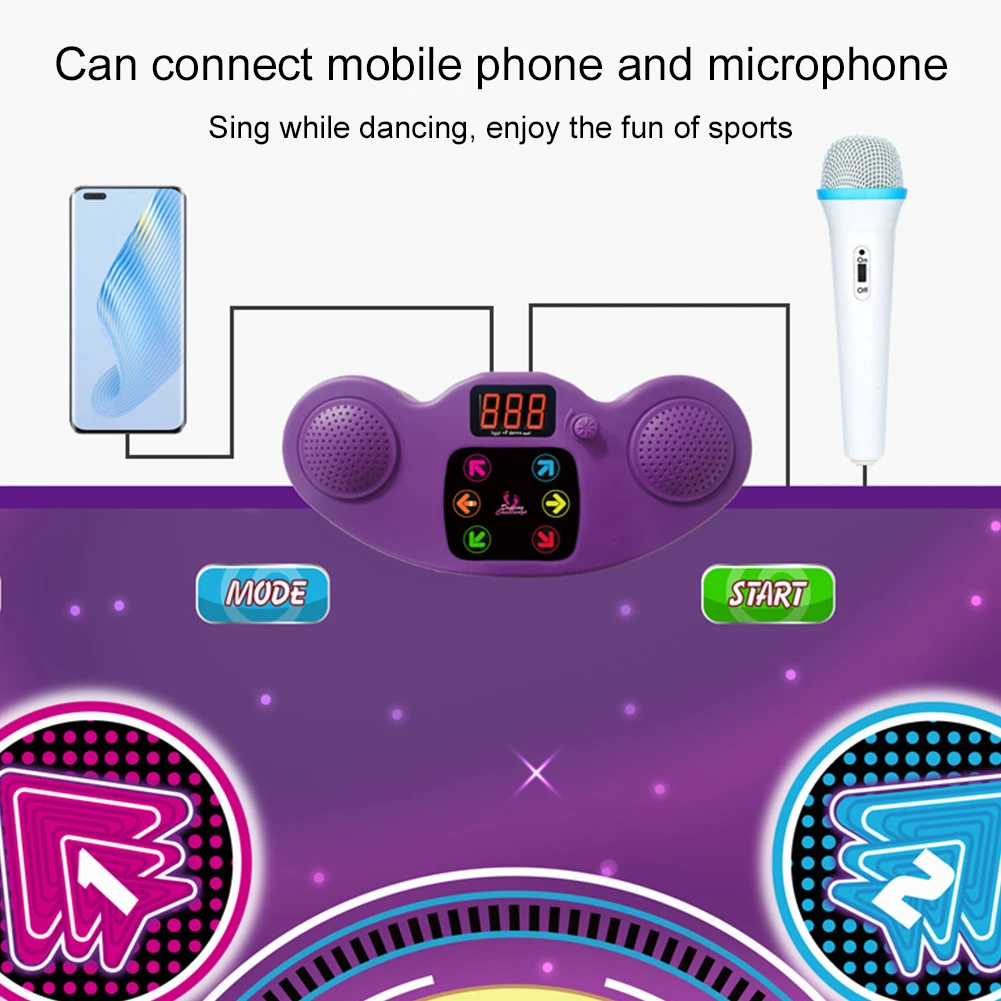 سجادة الرقص اللاسلكية BT لوحة الرقص الإلكترونية لعبة الموسيقى العائلية للأطفال والكبار للتمرين والألعاب