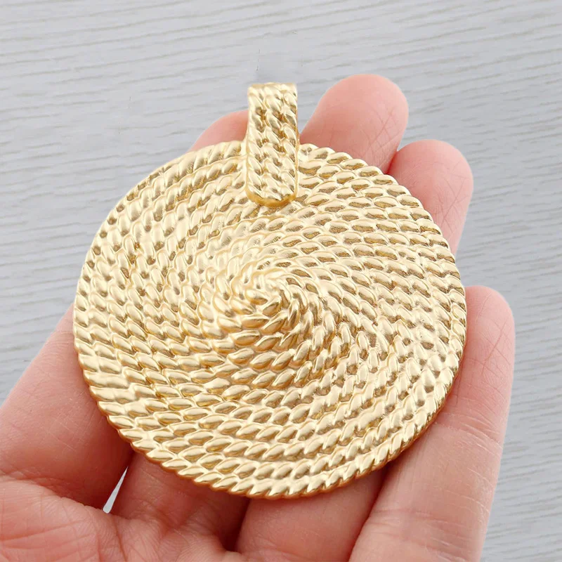 Matte Gold Large Round Spiral Swirl Vortex Charm Pendant For DIY Fashion Neckace Jewelry Making Findings