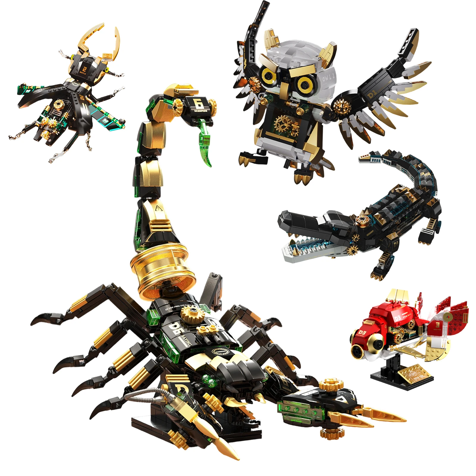 

Строительные блоки Скорпион Крокодилы Совы Насекомые Рыба Бионический паровой панк-стиль Механические животные Модель игрушки Подарок на день рождения для мальчиков