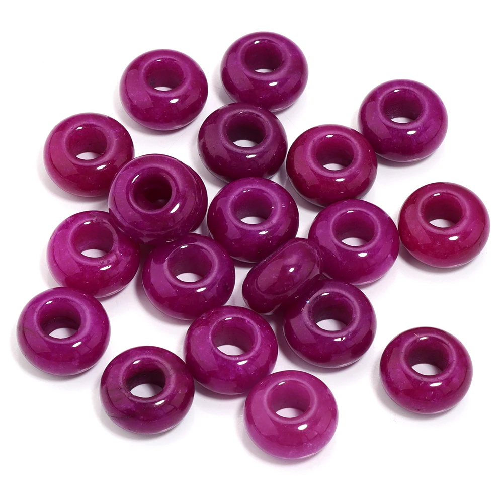 6 stks 14x8mm Natuursteen Kralen Amethist Tijgeroog Agaat Jade Abacus Vorm Big Hole Losse Kralen voor Sieraden Maken DIY Armbanden