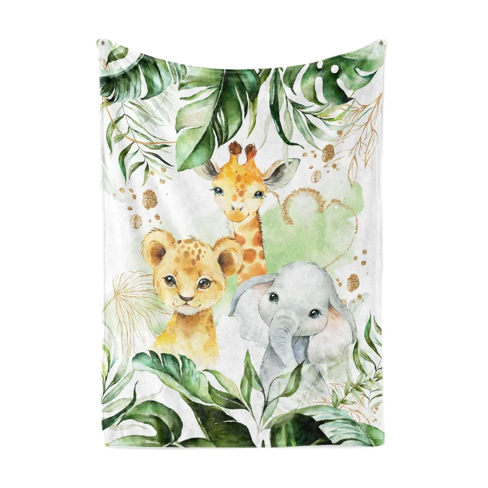 VIKAMA Healing Jungle Cuddly Animal Blanket Soft to the touch machine washable shed-free Creates a playful sleep environment