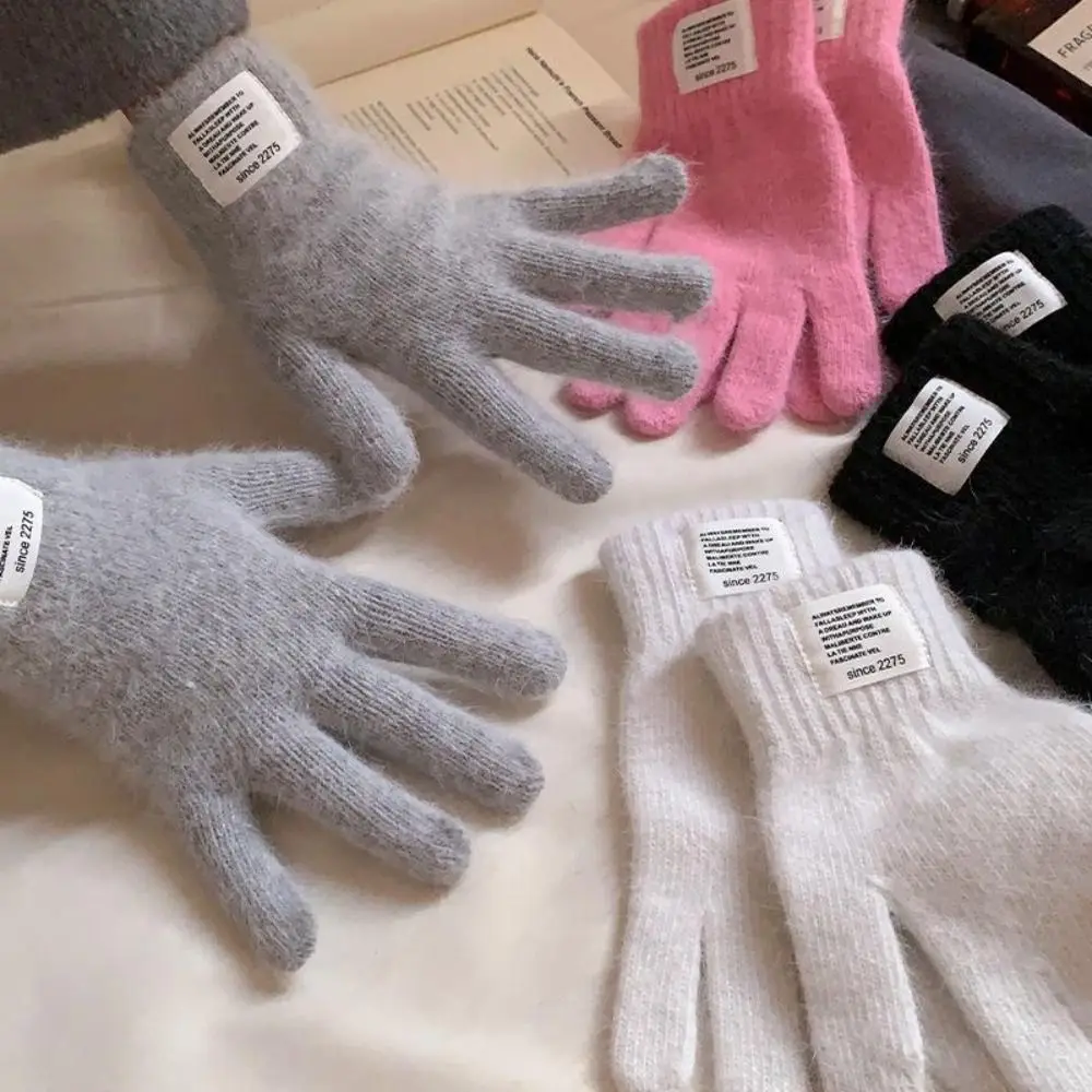 Gants chauds d'hiver pour femmes, doigts complets, couleurs acidulées, élasticité pour écran tactile, gants tricotés, Protection contre le froid, coupe-vent