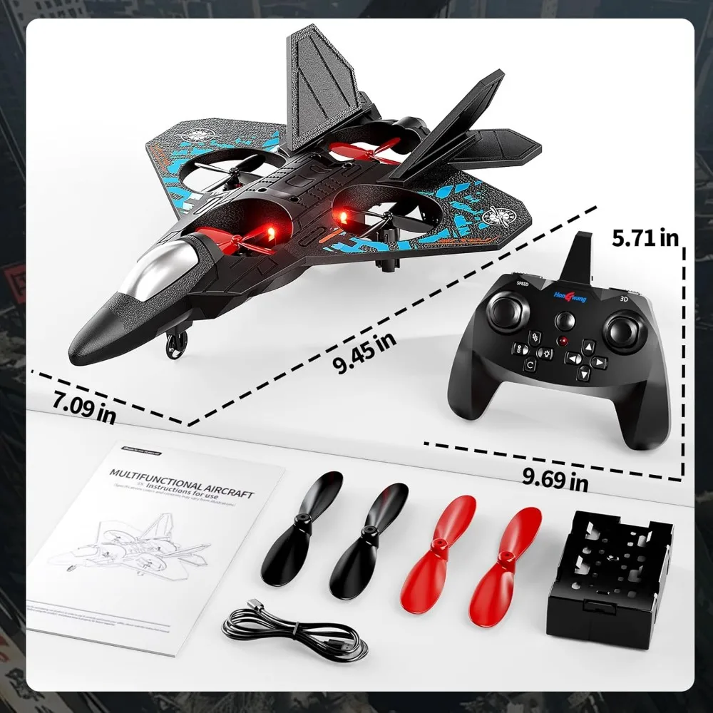 Aviones RC para niños de 4 a 8 años: Fighter Jet con luz y 360 °   Velas, juguete clasificado G