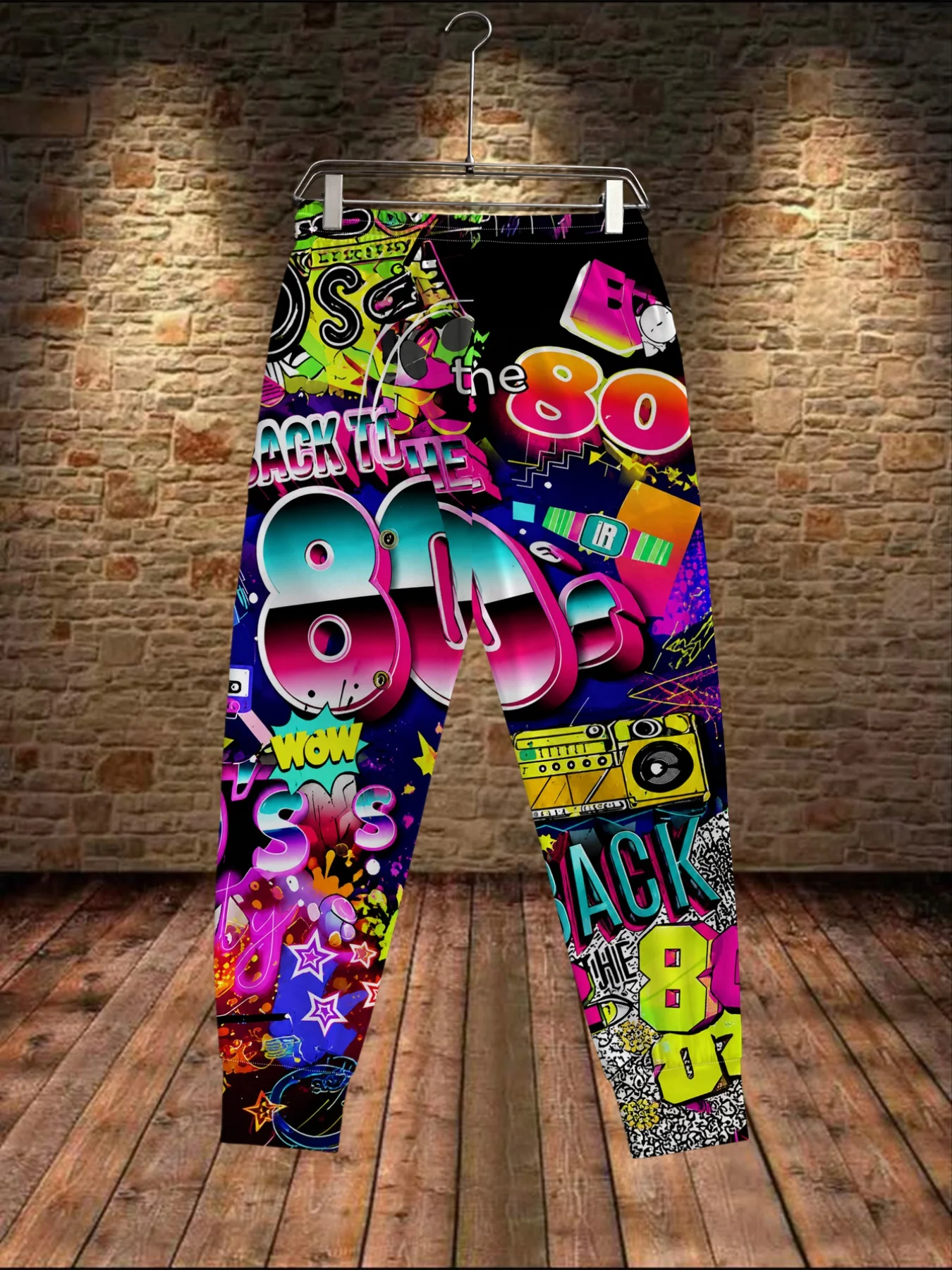 Neuheiten: Trendige 80er-Jahre Retro-Nostalgie-Print Unisex-Jogginghose mit geradem Bein, Hip-Hop-Sweatpants für Party, Alltag und Street-Style – Detail 12