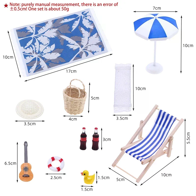 1 ensemble maison de poupée Mini parasol parapluie chaises longues fée jardin décoration été plage Micro paysage bricolage accessoires
