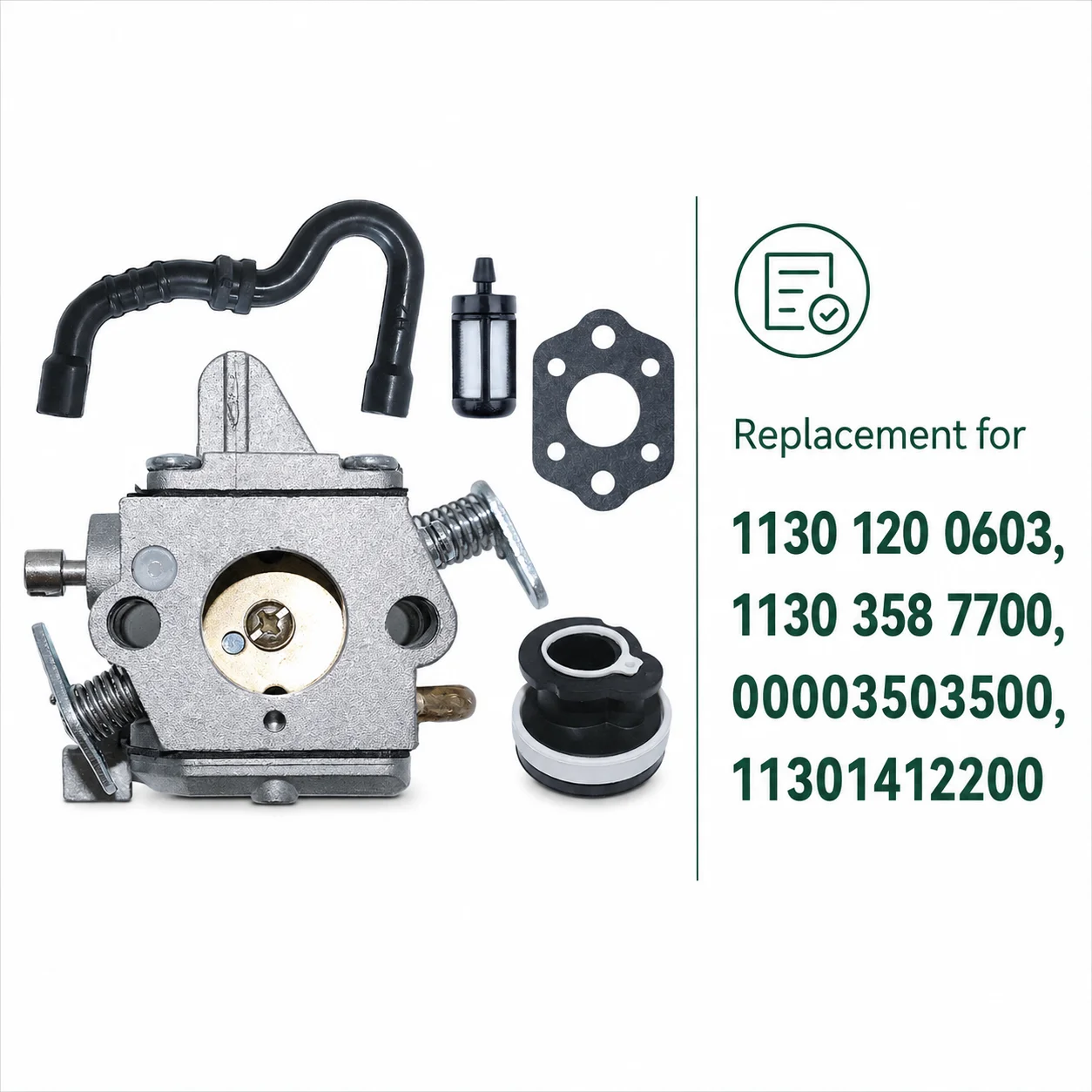 Carburetor Kit w/ Gasket Hose Pickup Manifold For Stihl 017 018 MS170 MS180 Saw Parts Replaces 11301200603 11303587700 C1Q-S57A