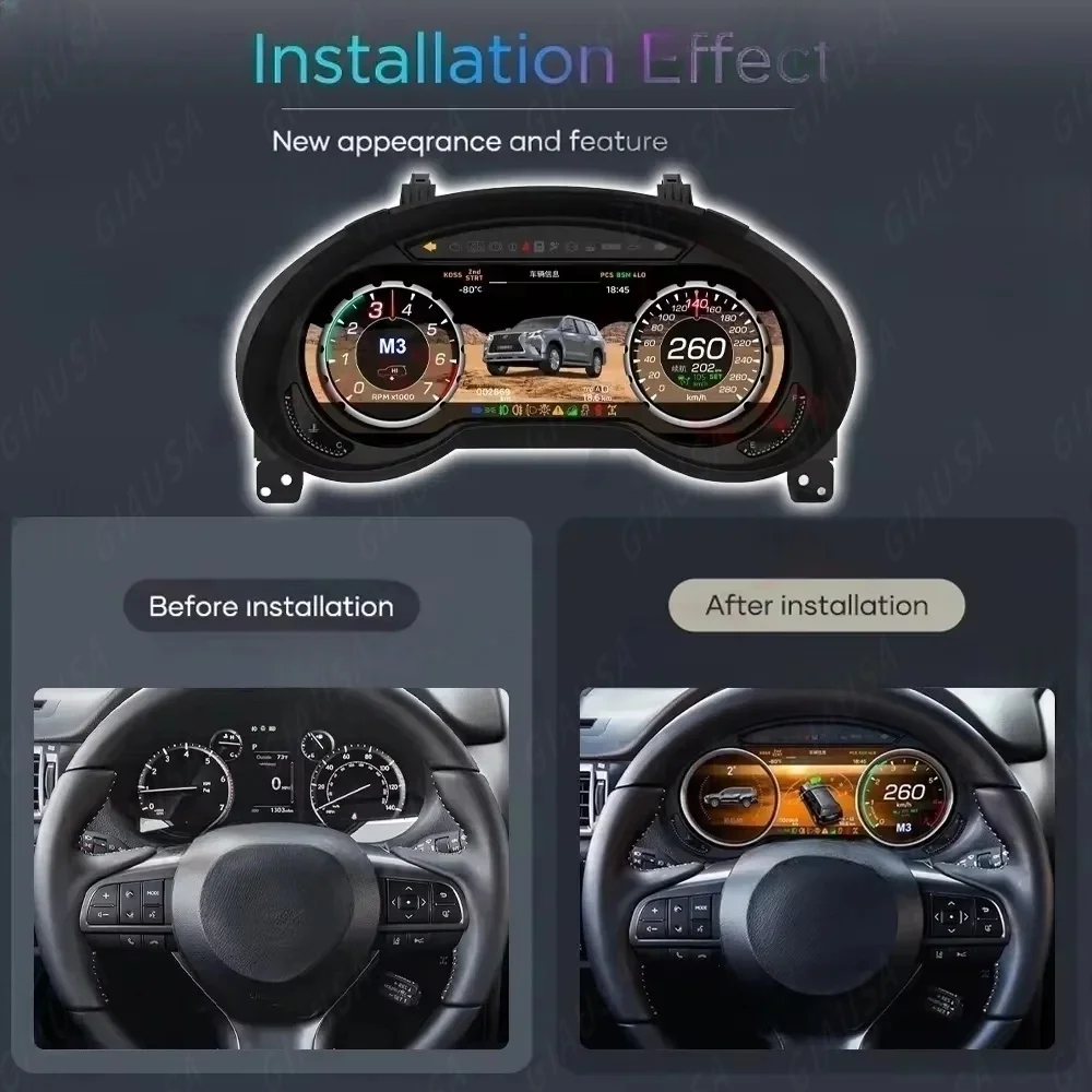AF 2025 Update For Lexus GX460 2010-2021 Virtual Cockpit Digital Cluster Car Odometer LCD Screen Dashboard Speed Meter Car Radio