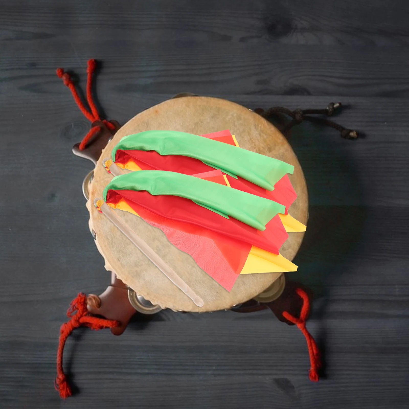 

Waist Drum Drumsticks Artistic Gymnastics Ribbon Dance Wand Equipment Bar Wood Ribbons for Kids Child