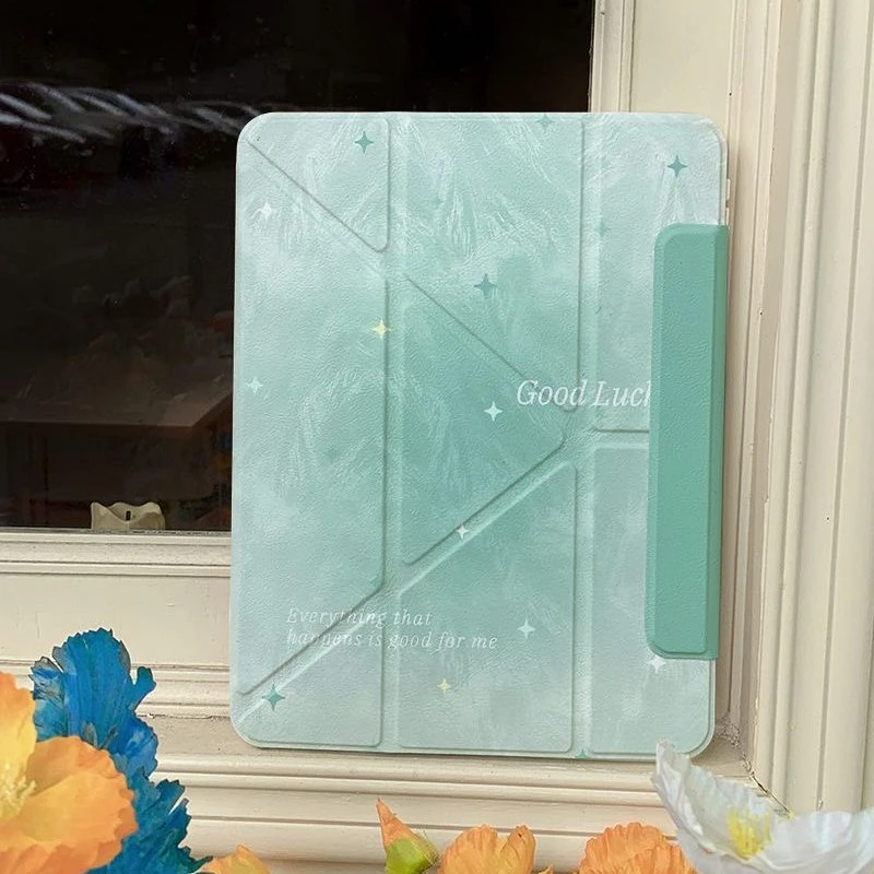 Ins Gradient Cyan Star Y2 Cover For Magnetic Split iPad Pro 13 11th M5 M4 12.9 A16 10 8 7 9th 10th Air 11 M2 M3 Mini Tablet Case