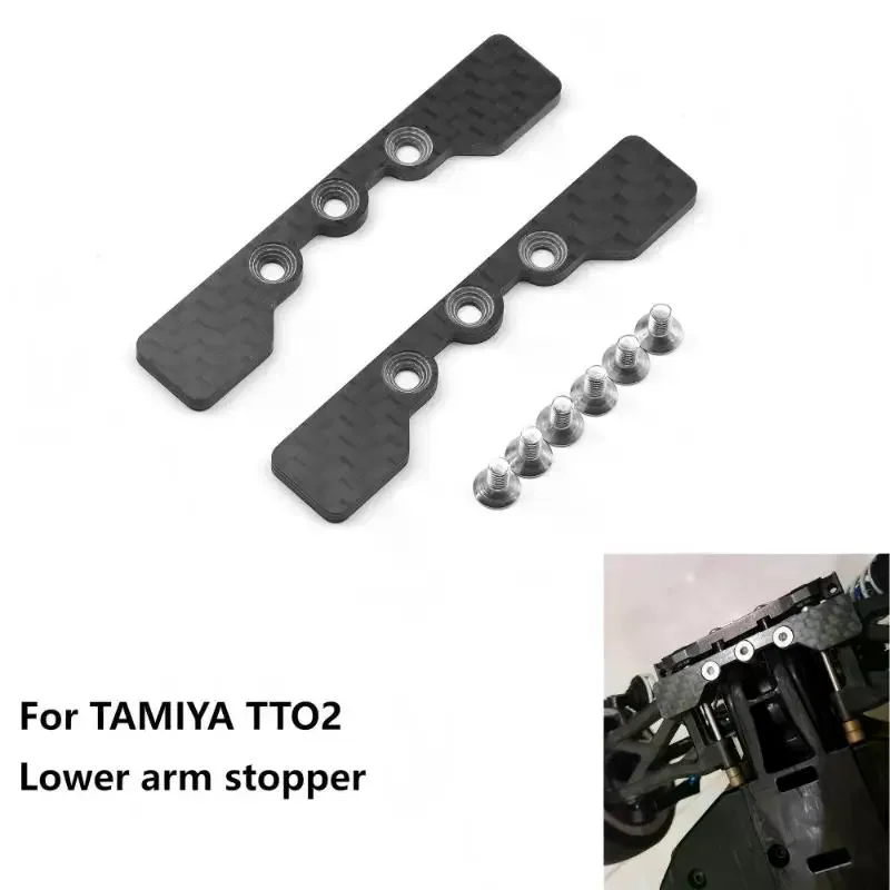 Para Tamiya TT02 TT-02 1/10 RC coche de fibra de carbono Kit de placa de tapón de brazo inferior piezas de mejora de coche de juguete Rc