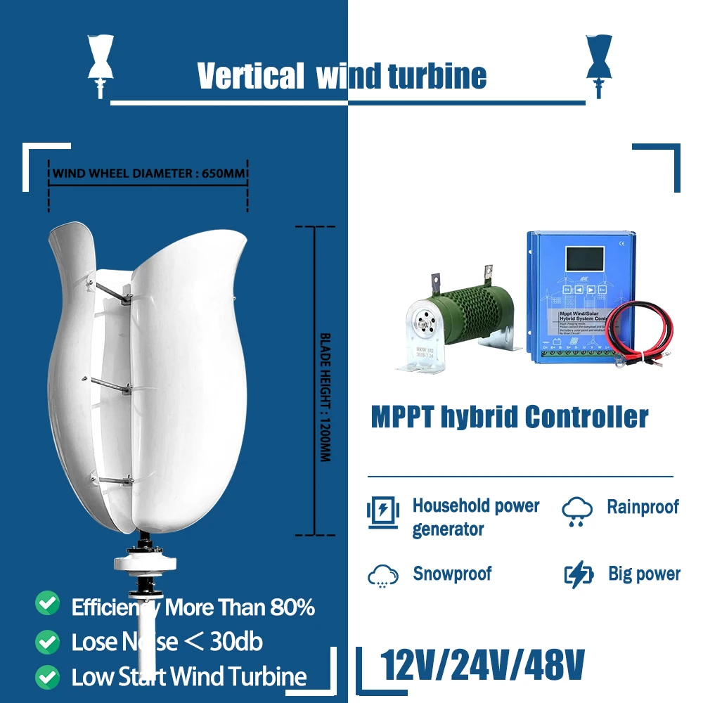 

High Power Efficient Wind Turbine Generator 6000W 12V 24V 48V For Home Use high efficiency CE Roof Mount Residential