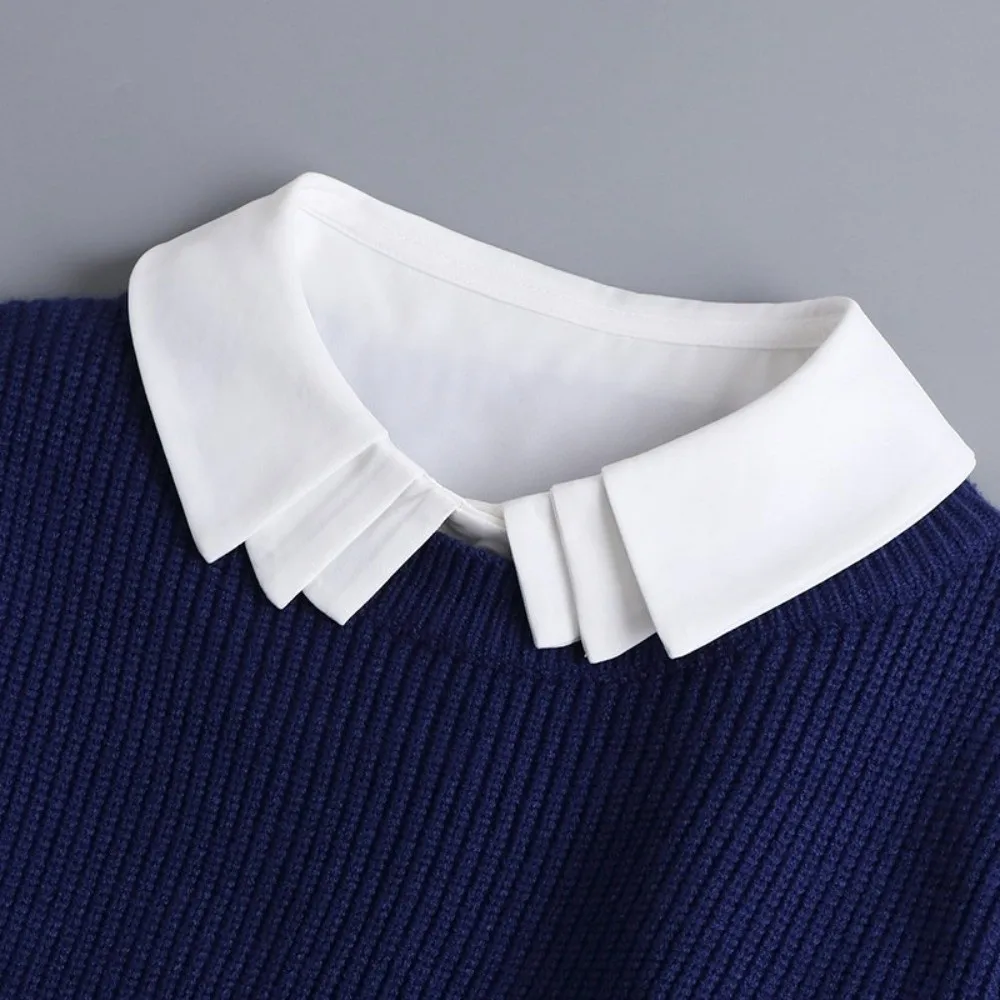 

Elegant Multi-layer Removable Fake Collar Button White Detachable Collar Polyester Pleated False Collar Dresses