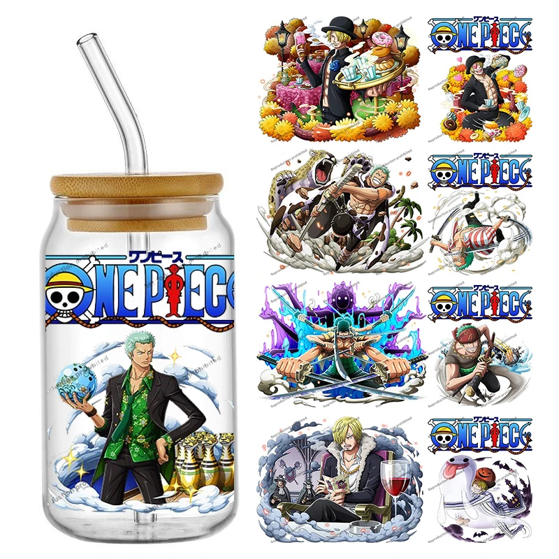 Japanese Anime Cartoon Characters Zoro and Sanji UV DTF Transfer Stickers Cartoon Cup Wraps For 16OZ Glasses Can Self-adhesive