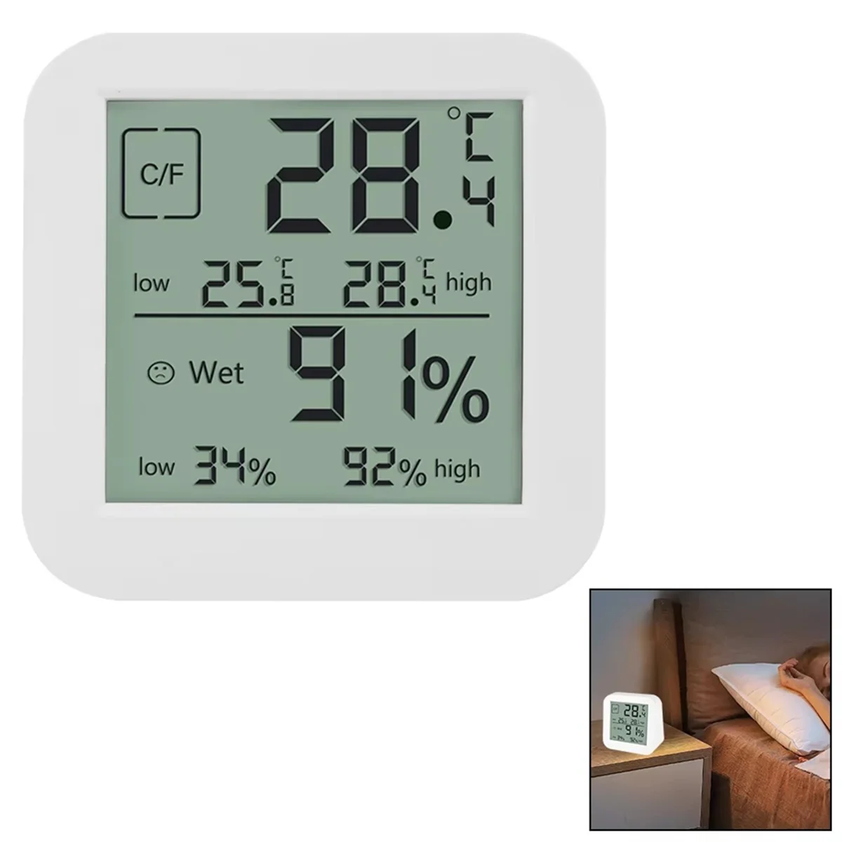 A32I LCD Digital Hygrothermograph Indoor Multifunctional Dual-Screen Humidity and Temperature Meter Table Clock