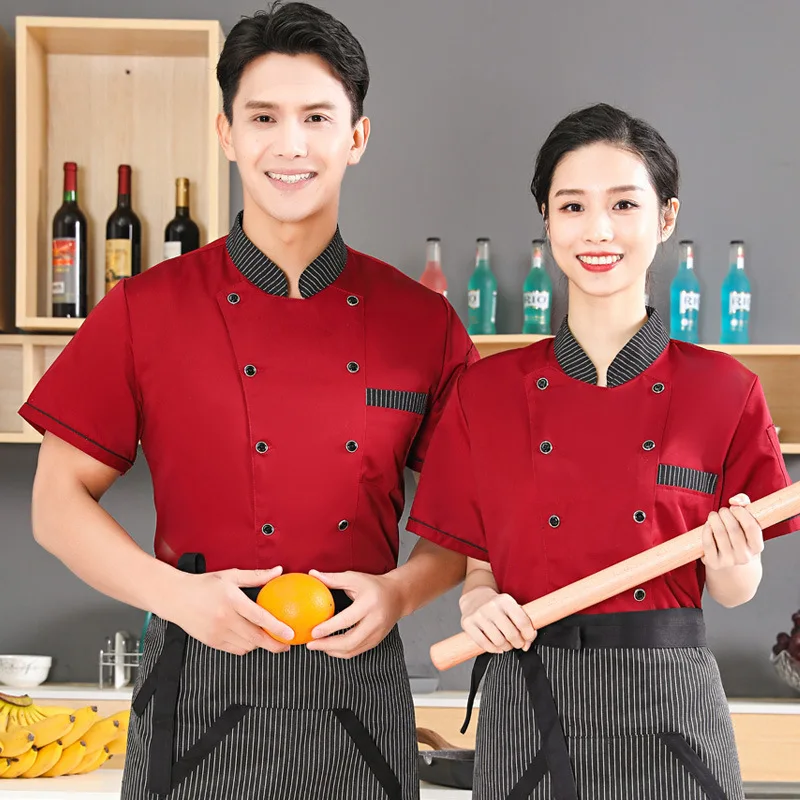 Catering Chef Divise da lavoro per uomo Estate Pasticceria Cottura Abbigliamento da lavoro per donna Manica corta Ristorante Scuola Caffetteria Cucina Clo