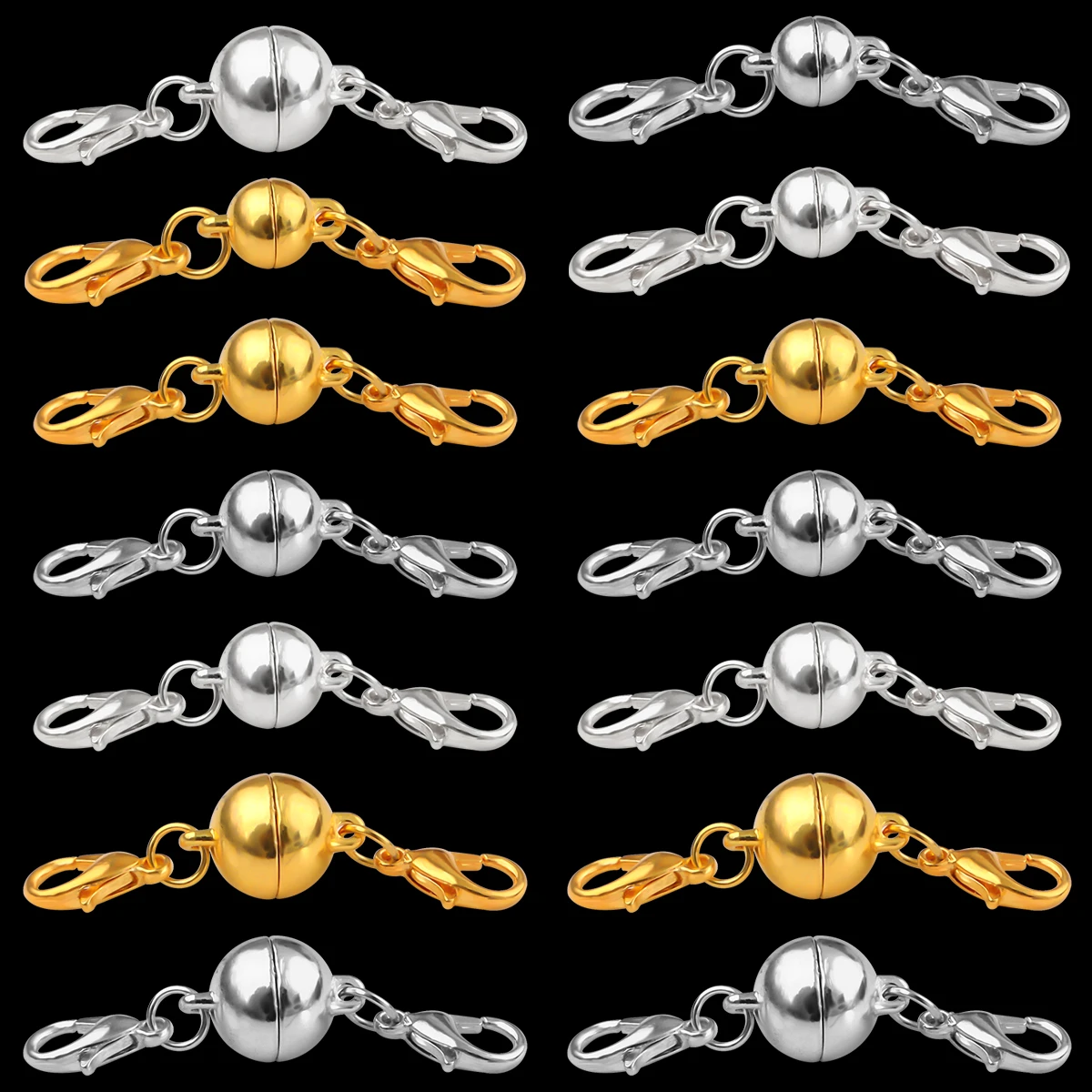 

2set Metal Ball Magnetic Clasps With Lobster Clasp Connector End Buckle For Jewelry Making DIY Bracelet Necklace Accessories