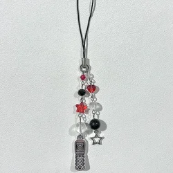 Handmade black and red phone charm/coquettish bag keychain