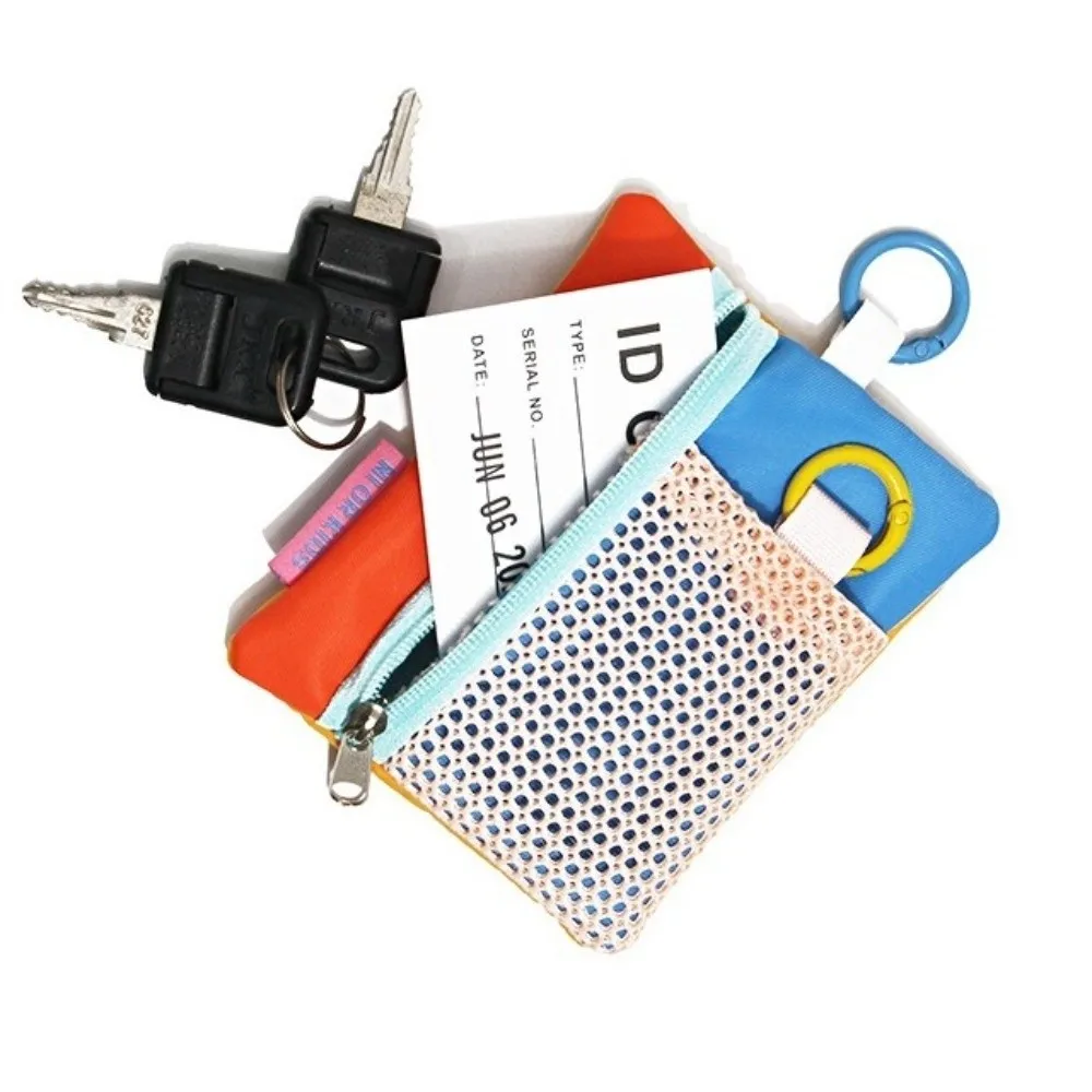 New Contrasting Mesh Cosmetic Bag Lightweight Zipper Storage Pouch Portable Card Bag for Commute Travel Use