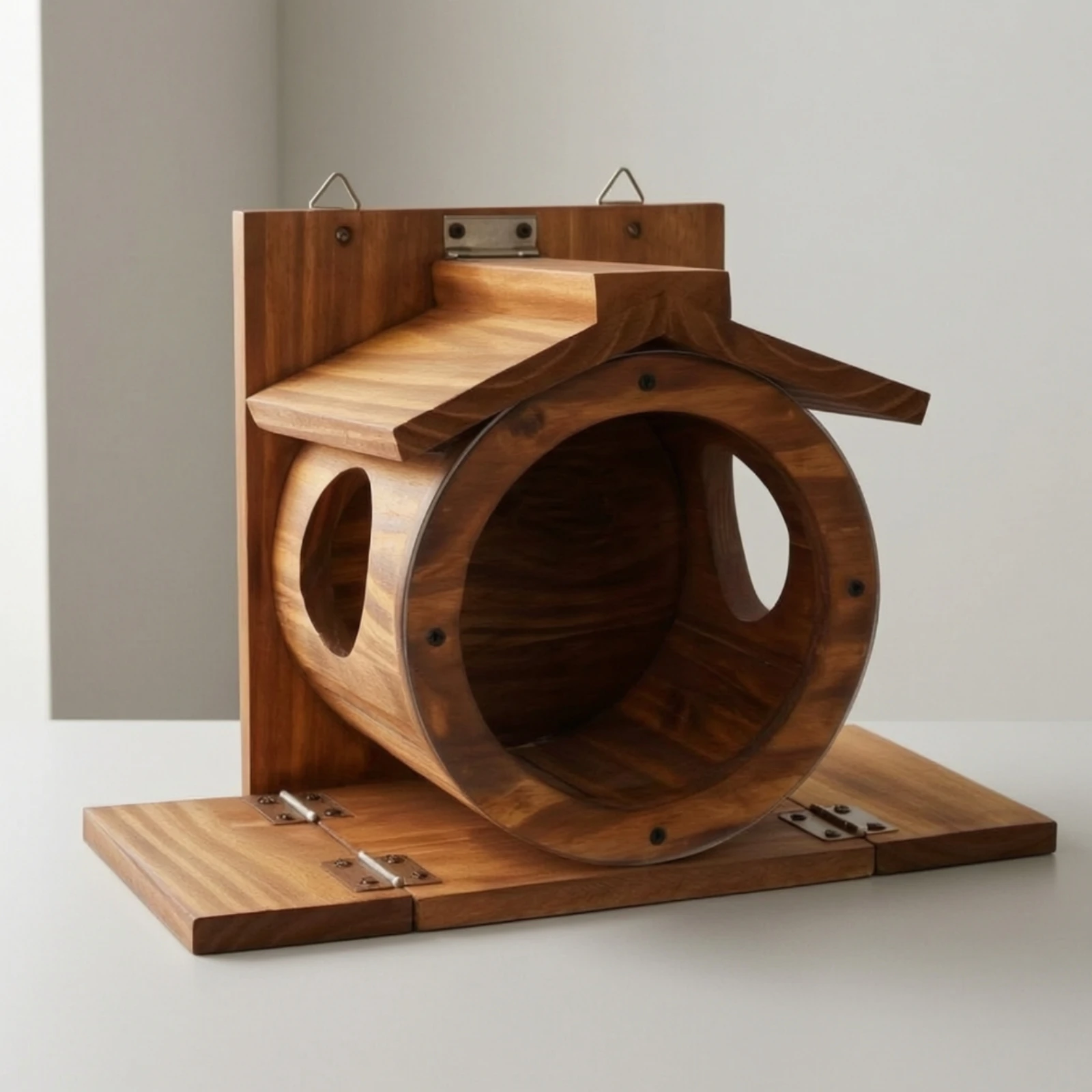 Wall Mounted Garden Feeder with Roof Wooden Animal Feeder Wildlife Feeder Rustic Wall-mounted Design for Outdoor Spaces