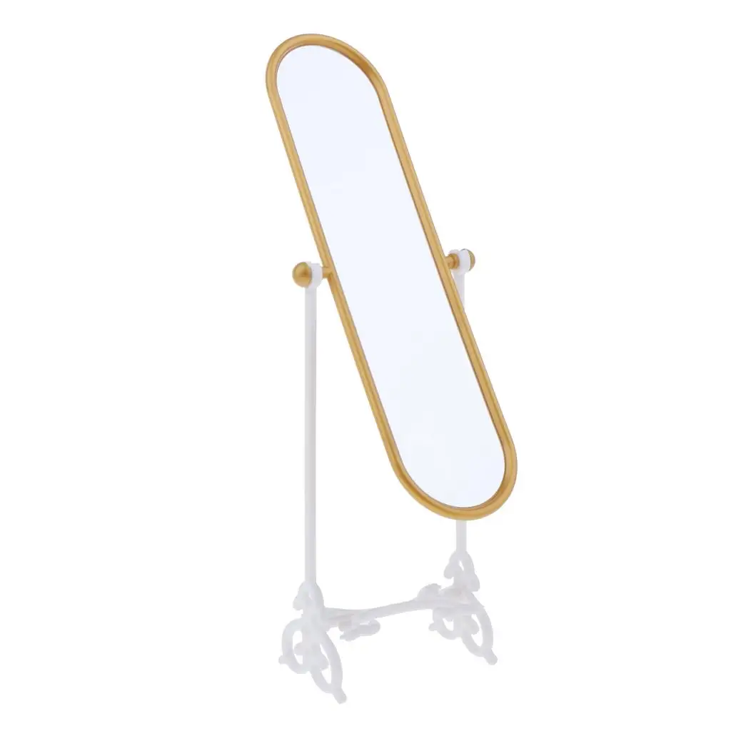 New Hot Dressing Mirror Furnitures for 1/6scale Doll House Decor Kids Pretend Play Toys Gold