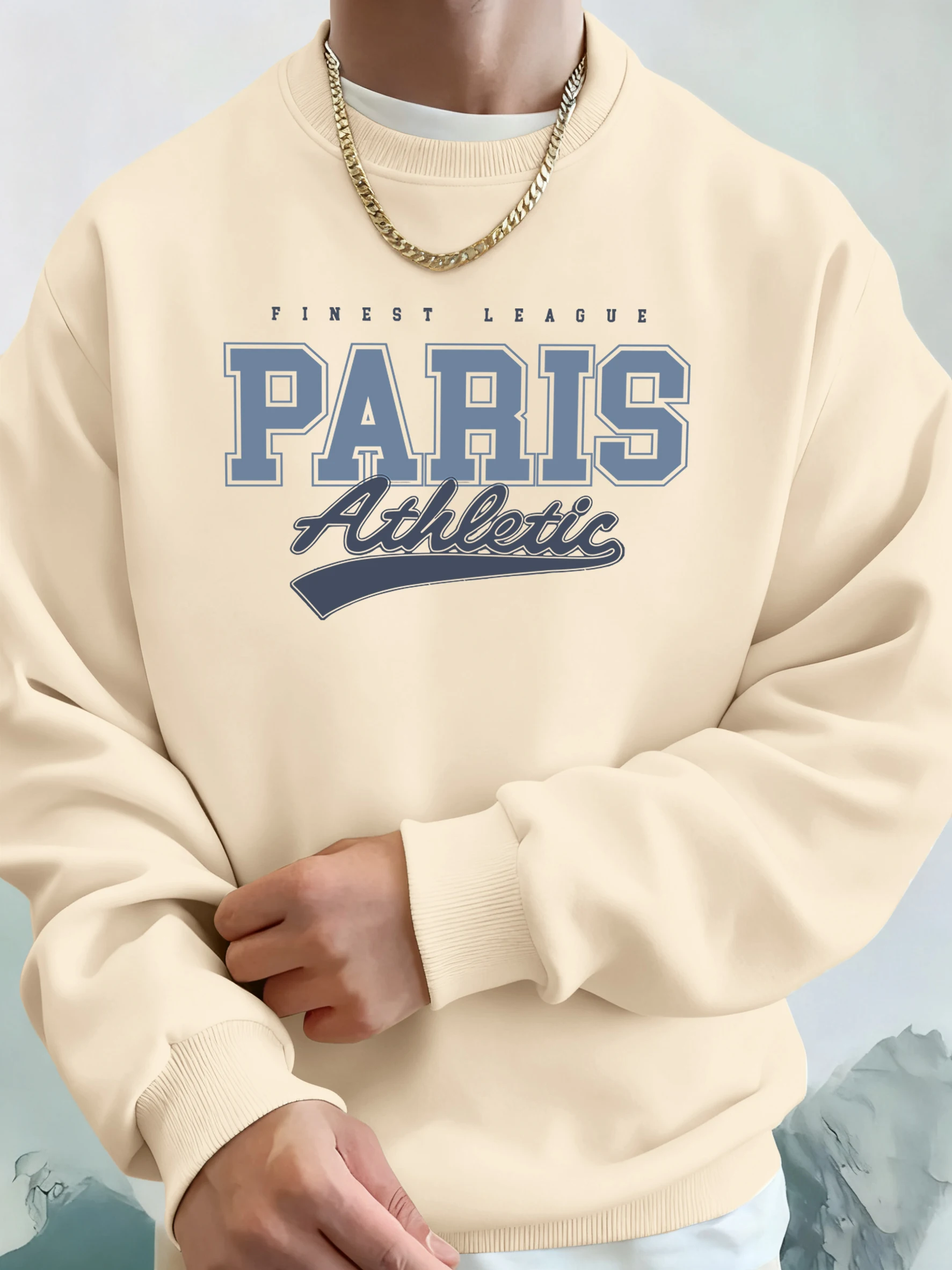 باريس رياضي الفن رسالة يطبع رجل الخريف لينة هوديي الصوف بلوزات دافئة كل مباراة الشارع القمم مريح ملابس رياضية كاجوال #3