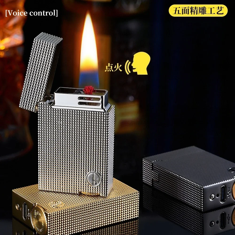 

2026 Sound Control Paris Nail Kerosine Lighter, Exquisite Carving Craft, Retro Grinding Wheel, Open Flame Lighter, Wholesale,