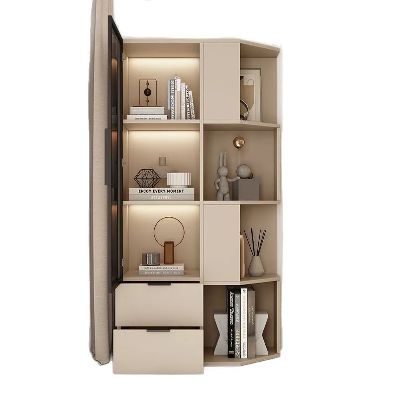 Superior solid wood balcony bookcase locker french window locker household triangle cabinet