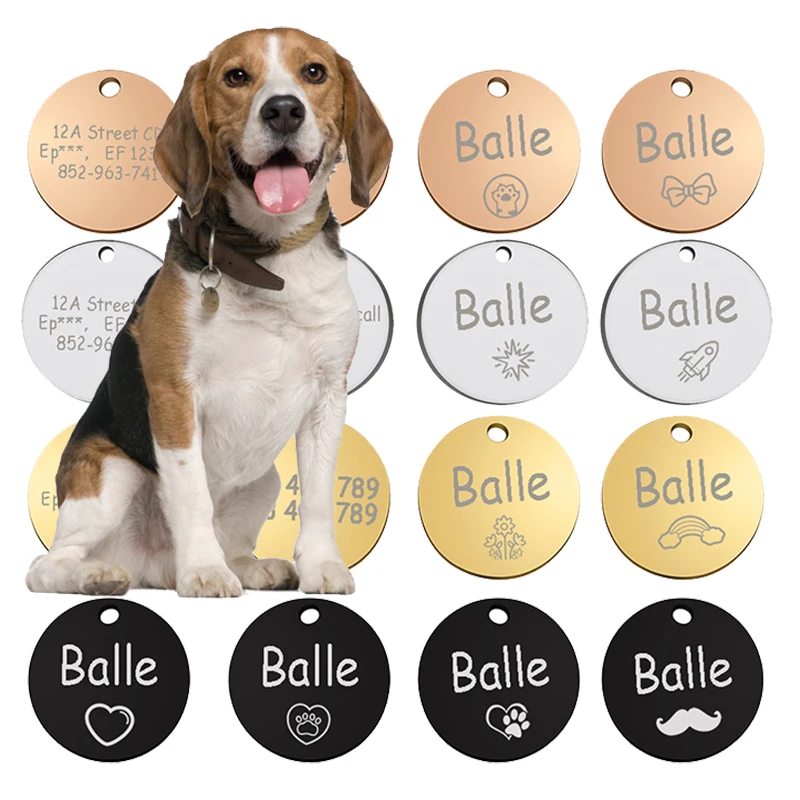 Custom Engraved Dog Cat ID Tag Pet Personalized Necklace Name Number Chain Charm Supplies For Dog Tag Name Products Accessory