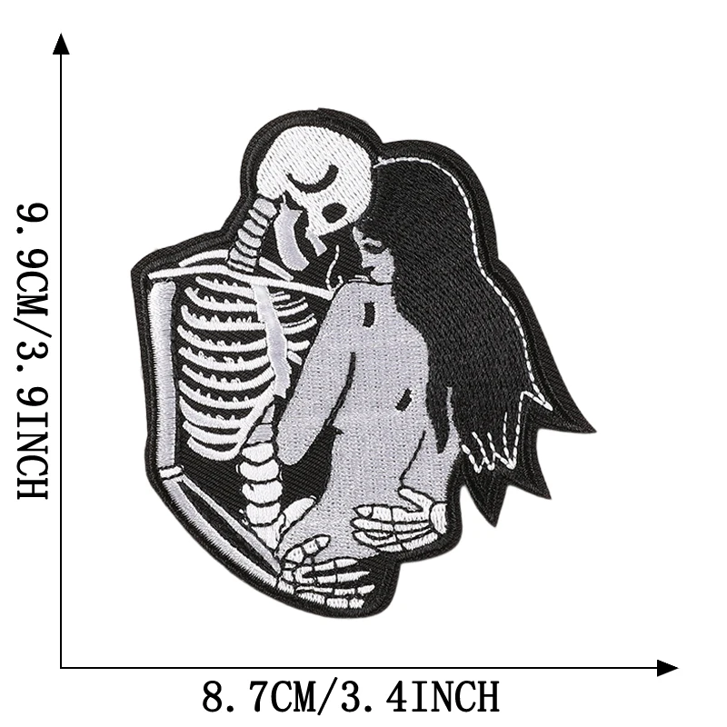 Punk Patches Eisen auf für Kleidung Designer Schädel Outdoor bestickt Parche Bordado Para Ropa Termoadesive Rock Nähen Diy Jacke – Detail 2
