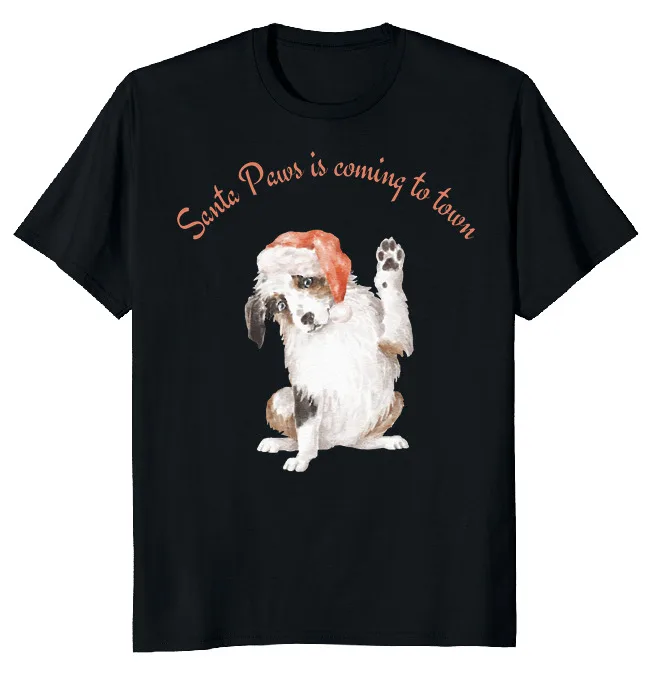 NEW LIMITED Santa Paw Coming to Town Dog Funny Novelty Tee  Fast ShippingAnime Pattern Summer Clothing