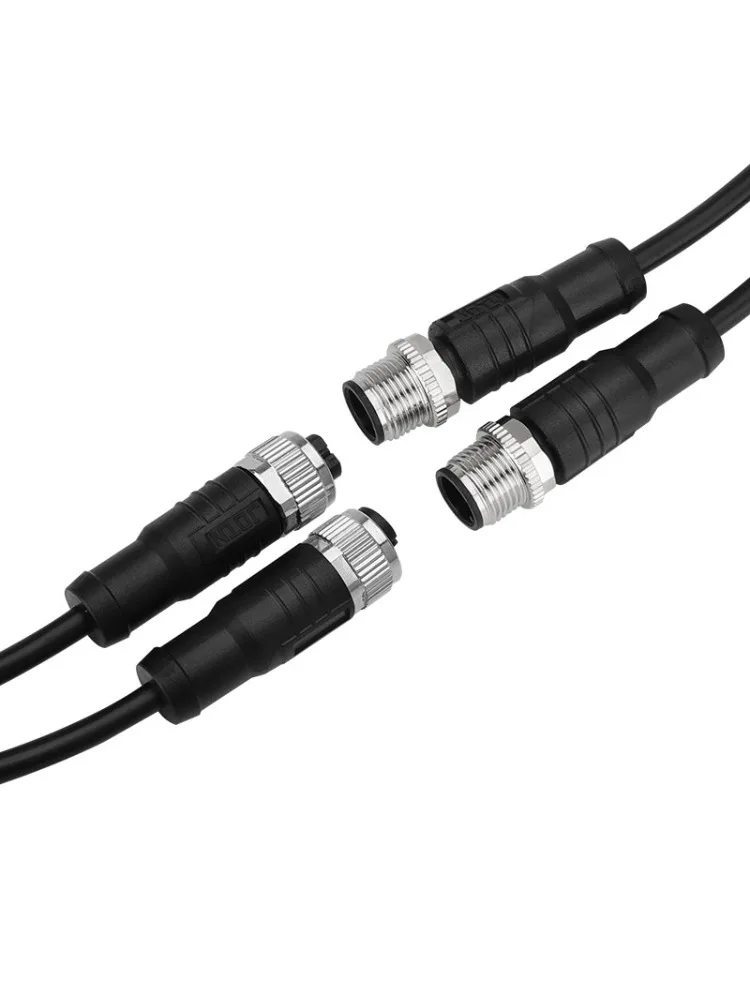 Câble de connecteur de capteur M8 Shield 3 4 6 8 broches, tête droite/coudée, prise aviation mâle/femelle 0,5-5M, ligne de moulage par injection M8 IP67