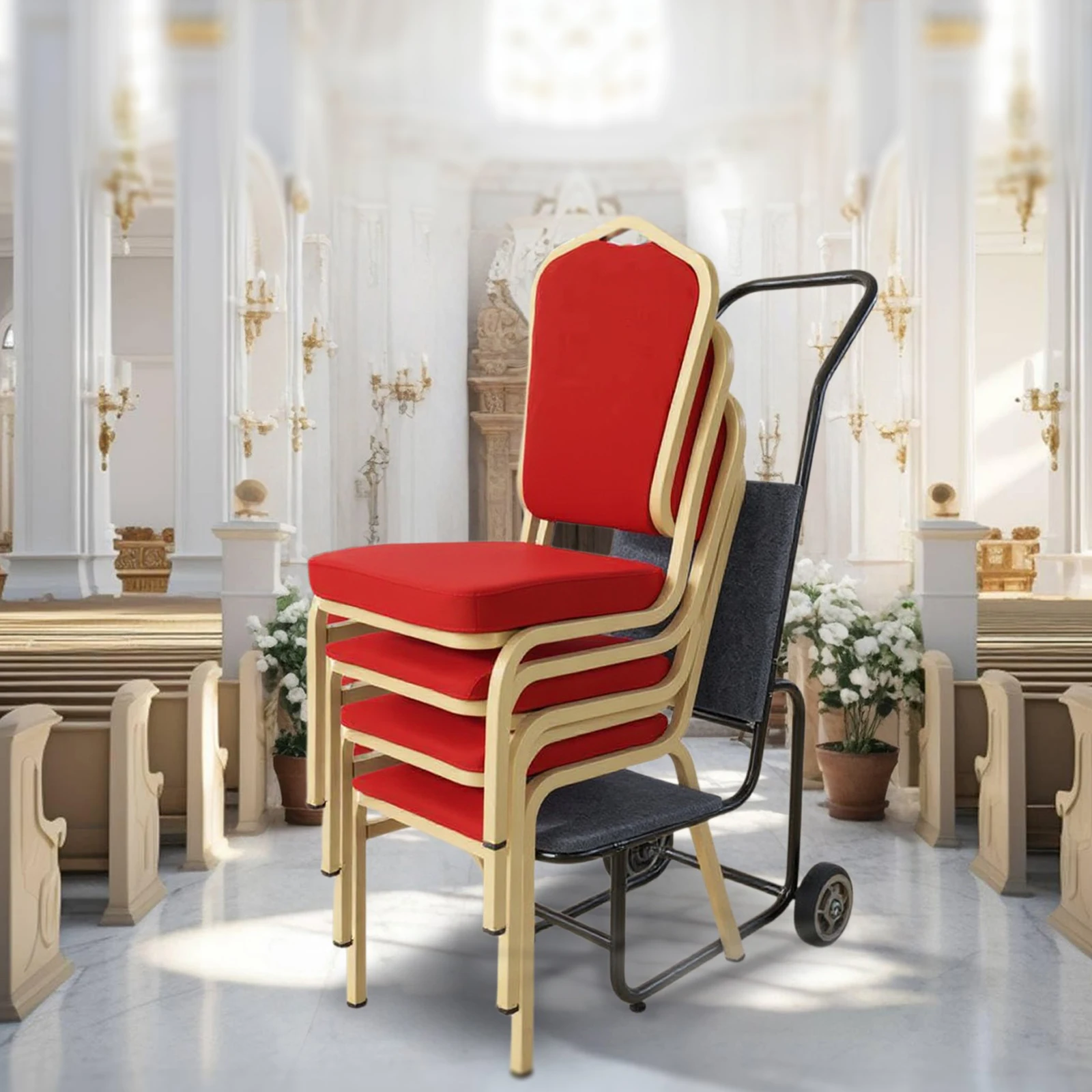 كرسي التراص Dollies كراسي سميكة متعددة الوظائف ملابس نقل مقاومة عربة سحب معدنية لأنشطة الأحداث الحفلات #3