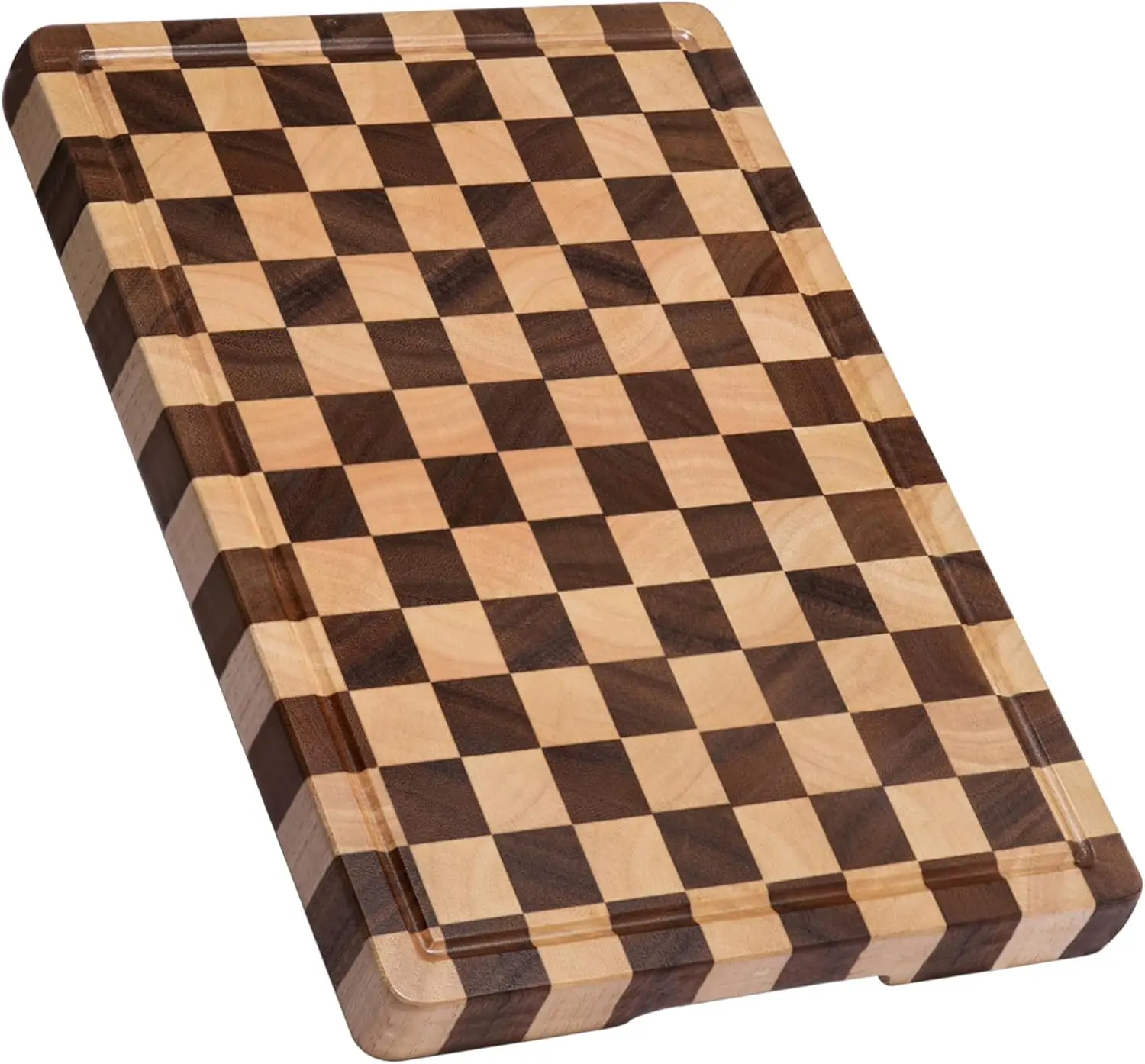 hot saltWooden Cutting Board with Juice Grooves Wood Chopping Board for Kitchen End Grain Chess Butcher Block Serving Tray