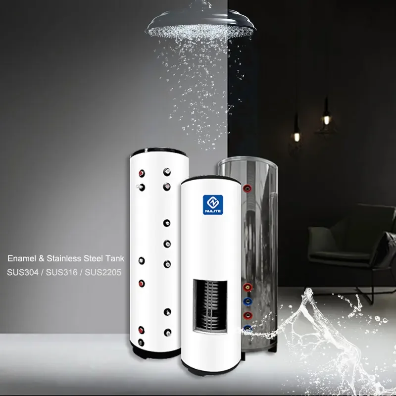 

Nulite New Energy 100L 150L 200L 250L 300L 400L 500L Enamel Tank or Stainless Steel 304 316 2205 Storage Hot Water Buffer Tank