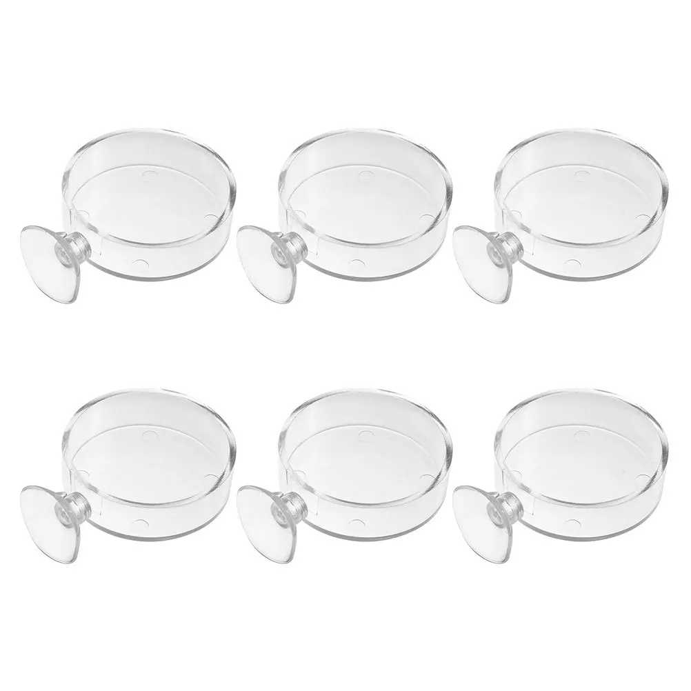 

6Pcs Fish Feeder Acrylic Food Holders Suction Cups Easy Install Aquarium Feeding Dish Fish Tank Accessories Reptiles Food Dish