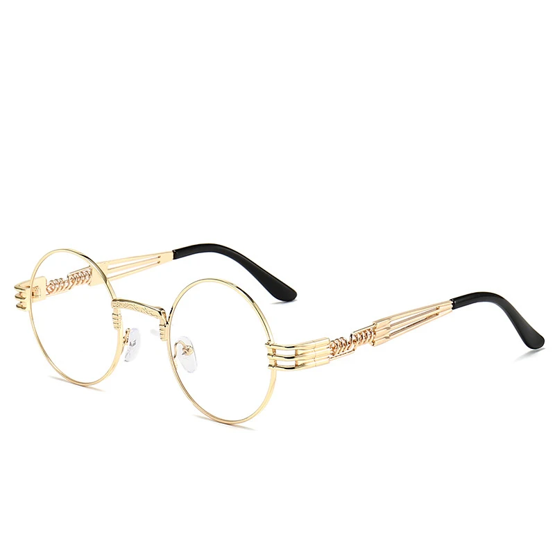 Gotyckie Steampunk okrągłe okulary przeciwsłoneczne dla mężczyzn kobiety metalowa rama odcienie wyjątkowa moda Vintage Retro Punk stylowe okulary przeciwsłoneczne UV400 — zdjęcie 7