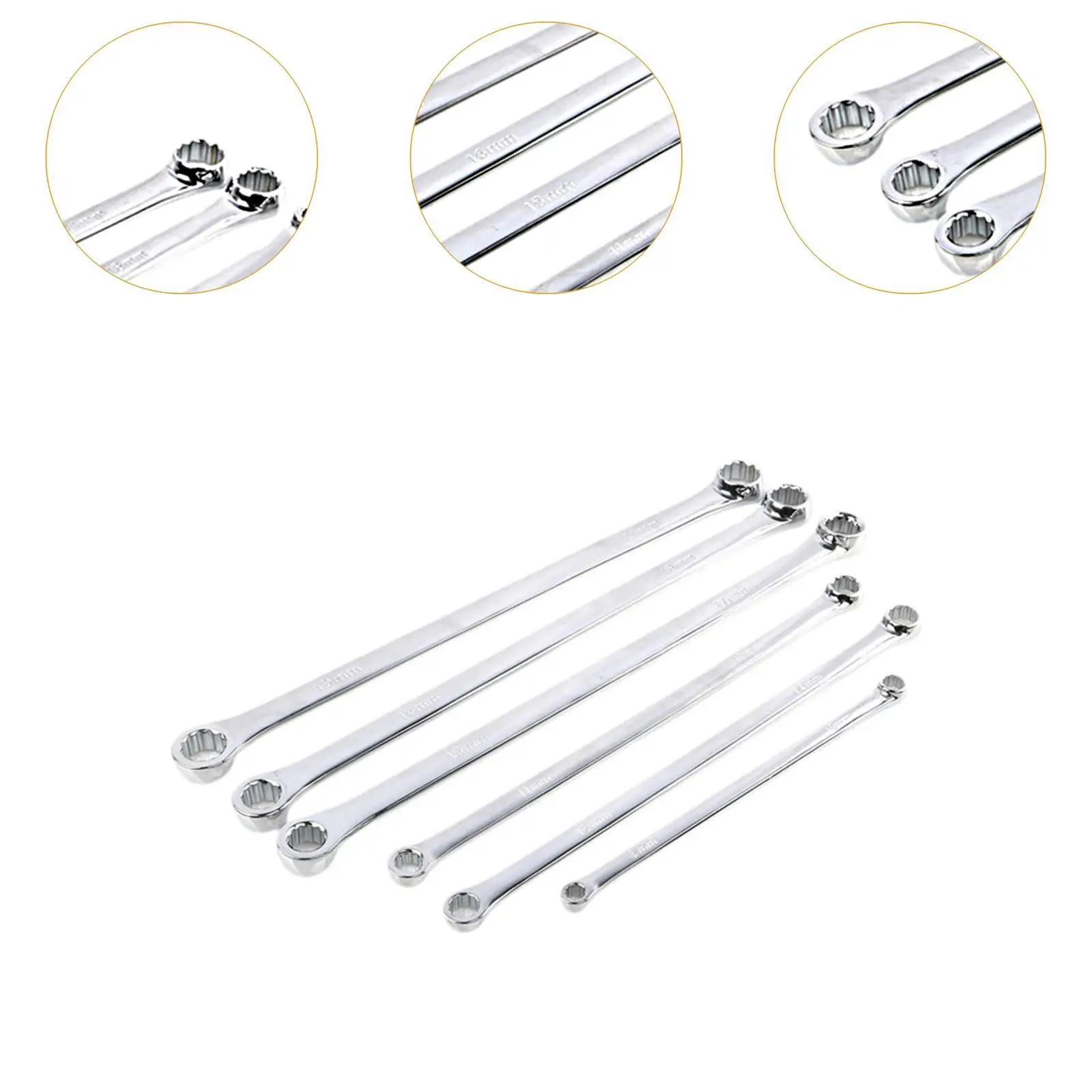 6x Extra Long Box End Wrenches Set Socket Wrench Convenient Automotive Tools for Electric Vehicle Automobile Maintenance