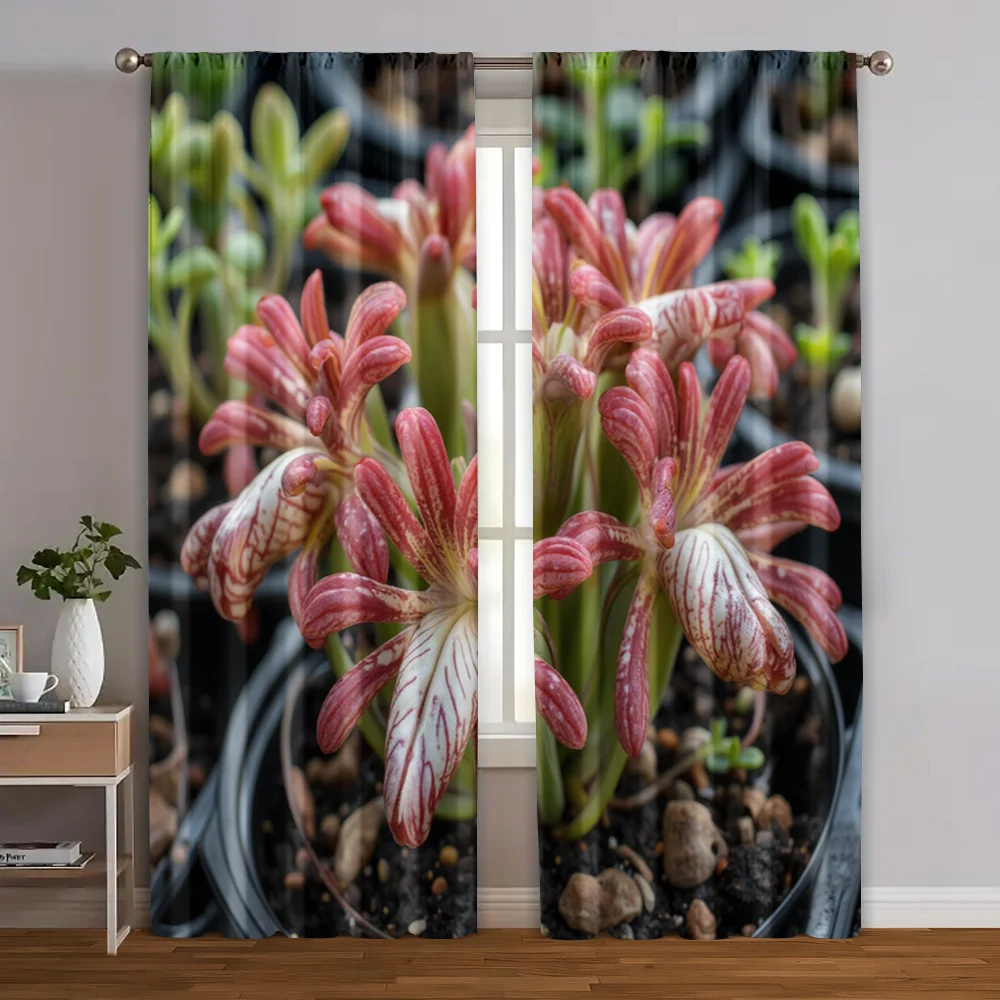 

2pcs, Curtain Set Venus flytrap Versatile Durable Polyester (without rod) Versatile All Ldeal for Bedroom & Living Room,